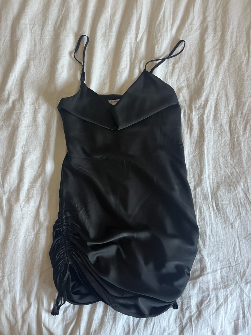 Garage Satin Black Women's Cowl Neck Tank Top